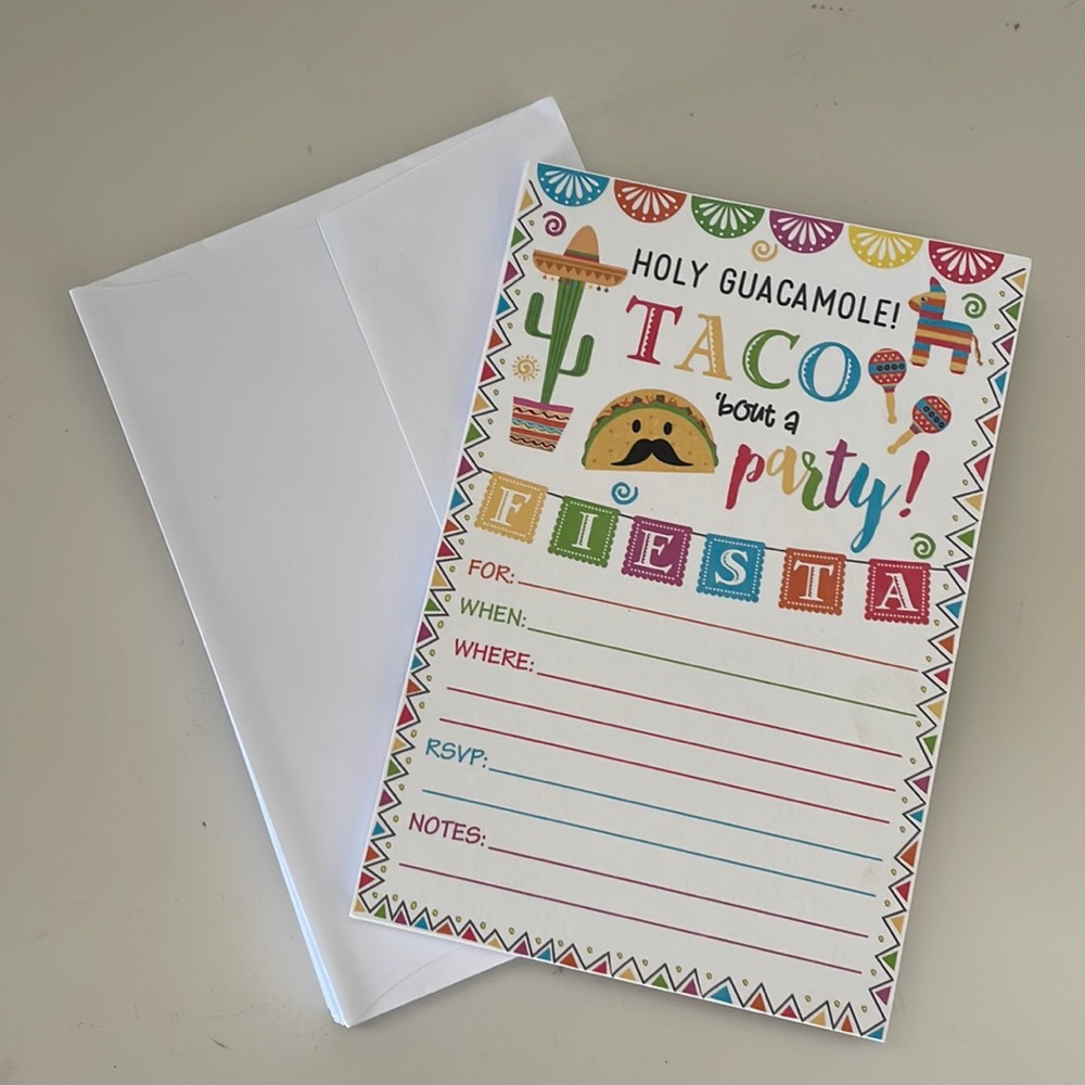🌮 Fiesta Taco Party Invitation Cards - Colorful Multicolor